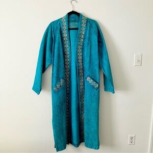 Spirit Keepers Turquoise Denim Art Wear Women's Coat Duster. S-L